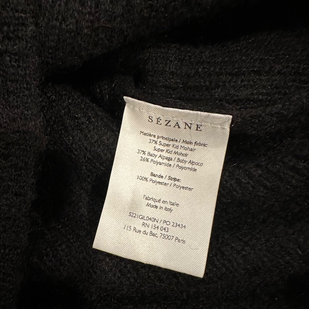 Sezane Black Button-Front Wool Blend Cardigan - Picture 3 of 5